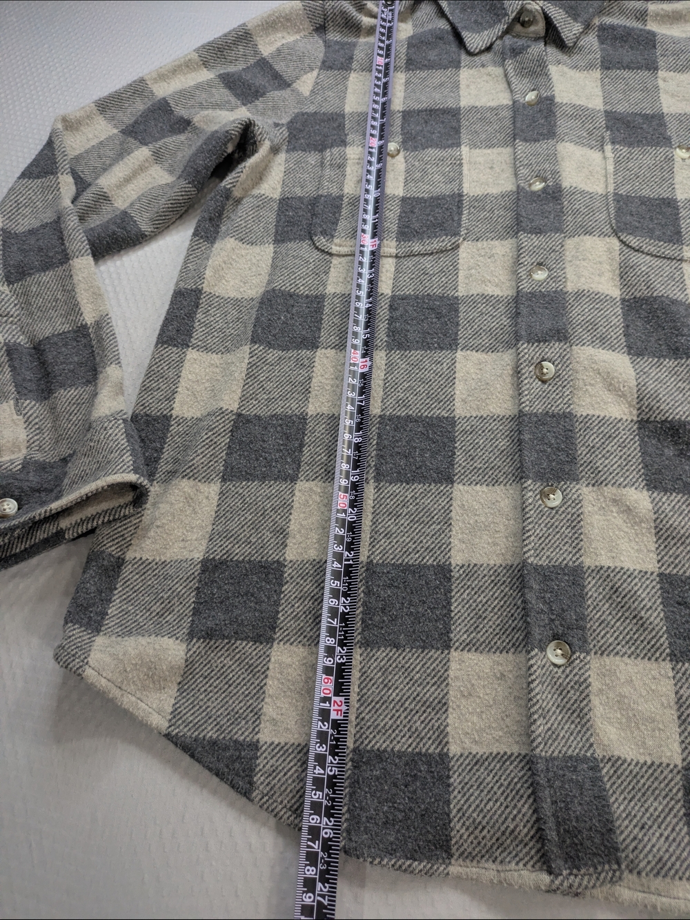 Faherty Legend Sweater Shirt Womens M Gray/Beige Buffalo Check Plaid WKF2107-TCB - Picture 4 of 7